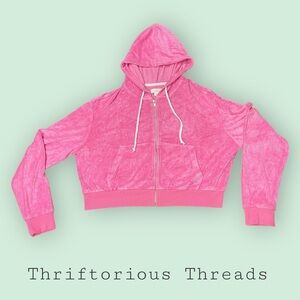 Colsie Cropped Terrycloth Zip Up